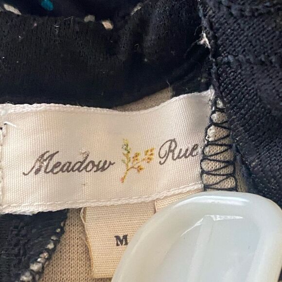 Anthropologie Meadow Rue Black Lace Overlay Nude Fit & Flare Dress Size Medium - Picture 8 of 9